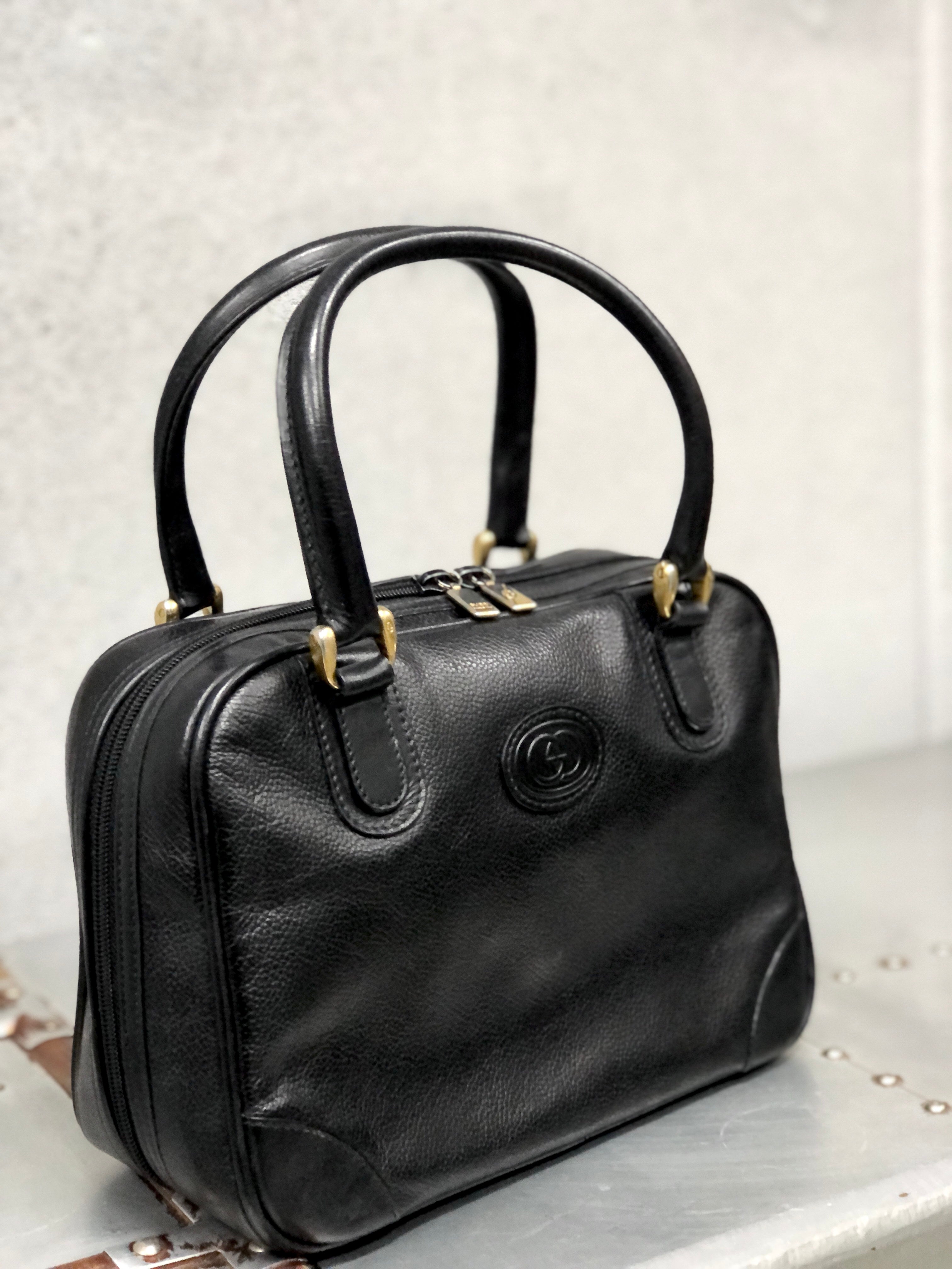 GUCCI 1950 Black Leather Handbag | Etsy | Black leather handbags, Gucci  handbags, Leather handbags