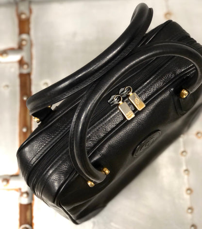 GUCCI GG logo Leather Mini Boston bag Handbag Black Vintage Old gucci khsfhi