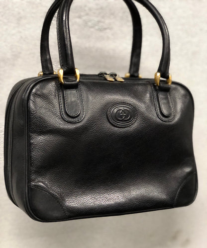 GUCCI GG logo Leather Mini Boston bag Handbag Black Vintage Old gucci khsfhi