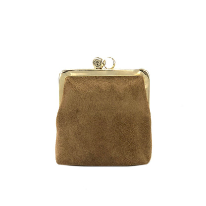 LOEWE Anagram Suede Clasp Coincase Compact wallet Brown Vintage Old 2wp677