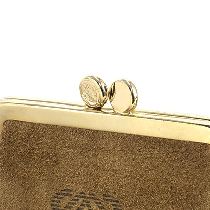 LOEWE Anagram Suede Clasp Coincase Compact wallet Brown Vintage Old 2wp677