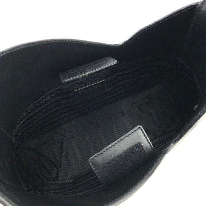 PRADA Leather Asymmetry Hobobag Handbag Black Vintage Old m55pkm