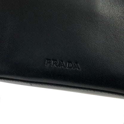PRADA Leather Asymmetry Hobobag Handbag Black Vintage Old m55pkm