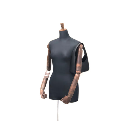 PRADA Leather Asymmetry Hobobag Handbag Black Vintage Old m55pkm