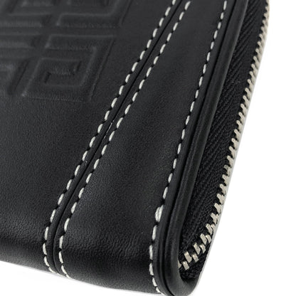 Givenchy Logo Stitch Leather Compact Wallet Mini Coin case Black Vintage Old 6dukrg