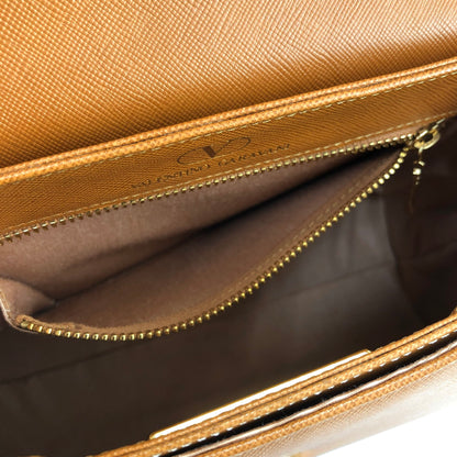 VALENTINO GARAVANI Logo Handbag Shoulder bag Brown Vintage Old 6juf2a