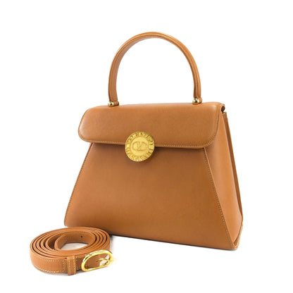 VALENTINO GARAVANI Logo Handbag Shoulder bag Brown Vintage Old 6juf2a