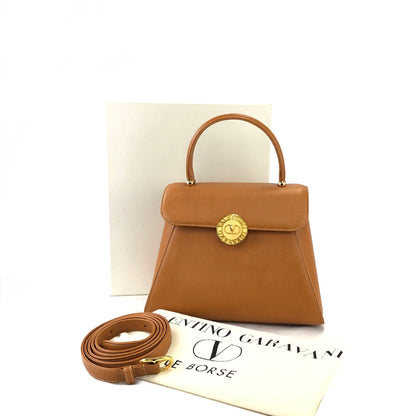 VALENTINO GARAVANI Logo Handbag Shoulder bag Brown Vintage Old 6juf2a