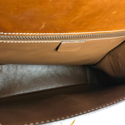 CELINE Gancini Square Shoulder bag Camel Old Celine Vintage 6tmkvk