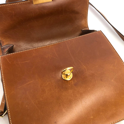 CELINE Gancini Square Shoulder bag Camel Old Celine Vintage 6tmkvk