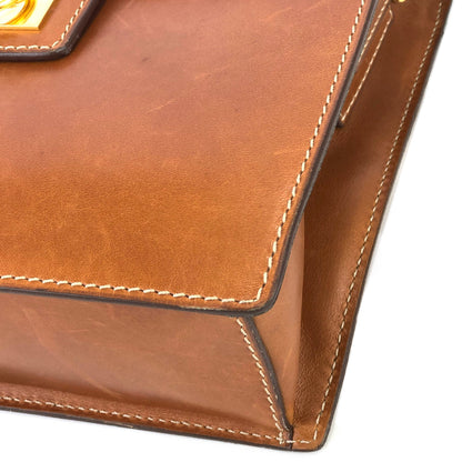 CELINE Gancini Square Shoulder bag Camel Old Celine Vintage 6tmkvk