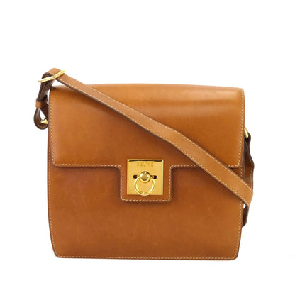 CELINE Gancini Square Shoulder bag Camel Old Celine Vintage 6tmkvk