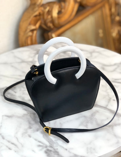 Salvatore Ferragamo Gancini Shoulderbag Handbag small Navy White Vintage Old cgnkn2