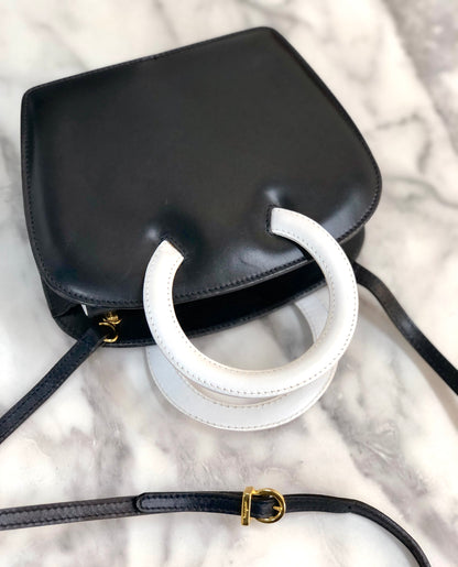 Salvatore Ferragamo Gancini Shoulderbag Handbag small Navy White Vintage Old cgnkn2