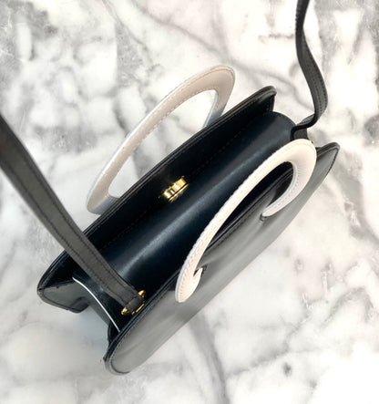 Salvatore Ferragamo Gancini Shoulderbag Handbag small Navy White Vintage Old cgnkn2