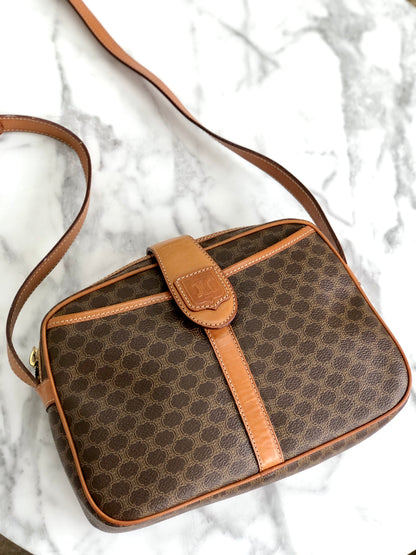 CELINE Macadam Blason Shoulder Bag Brown Vintage Old Celine s42rhm