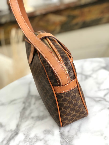 CELINE Macadam Blason Shoulder Bag Brown Vintage Old Celine s42rhm