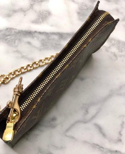 LOUIS VUITTON Monogram Chain strap Minibag Handbag Brown Vintage Old 43dna5