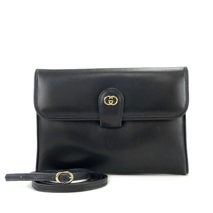 GUCCI GG logo Shoulder bag Navy Vintage Old Gucci tverfu