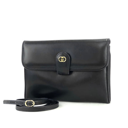 GUCCI GG logo Shoulder bag Navy Vintage Old Gucci tverfu