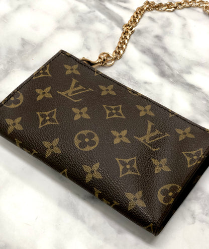 LOUIS VUITTON Monogram Chain strap Minibag Handbag Brown Vintage Old 43dna5