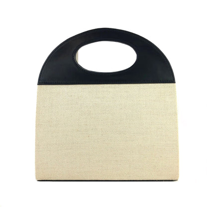 Yves Saint Laurent canvas leather switching handbag beige black vintage old upyt6w