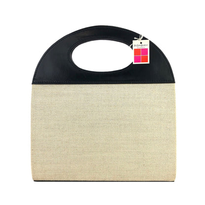 Yves Saint Laurent canvas leather switching handbag beige black vintage old upyt6w