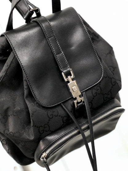 GUCCI Jackie GG pattern Nylon Backpack Black Vintage Old Gucci ayin4j