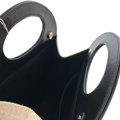 Yves Saint Laurent canvas leather switching handbag beige black vintage old upyt6w