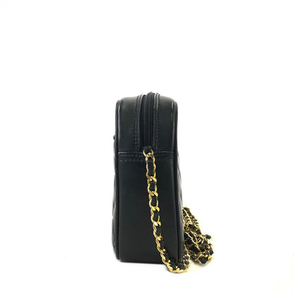 GIVENCHY 標誌絎縫皮革鏈單肩包 黑色 復古 舊款 aw5cyu