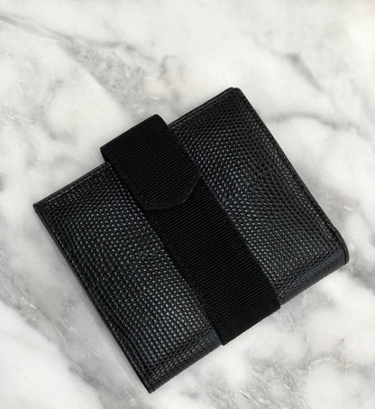 Salvatore Ferragamo Vala 緞帶蜥蜴皮小皮夾 黑色 復古 舊款 pkww8m