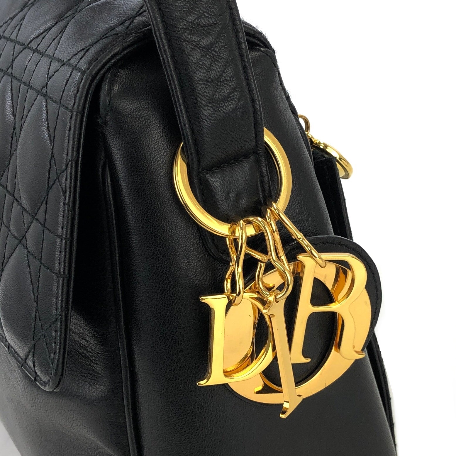 Christian Dior Cannage Lady dior Charm Crossbody Shoulderbag Black hh7 VintageShop solo