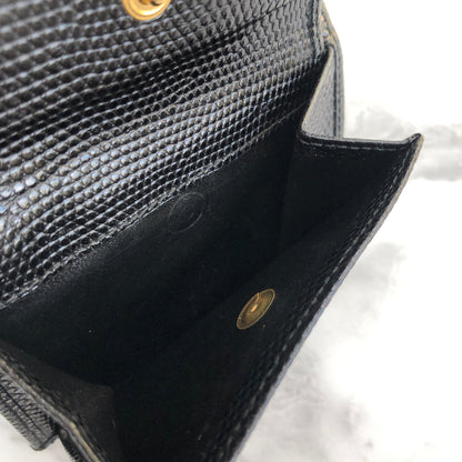 Salvatore Ferragamo Vala 緞帶蜥蜴皮小皮夾 黑色 復古 舊款 pkww8m