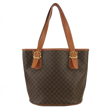 CELINE Macadam Blason embossed Bucket bag Totebag Brown Vintage Old h3ucjs