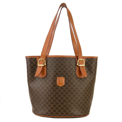 CELINE Macadam Blason embossed Bucket bag Totebag Brown Vintage Old h3ucjs