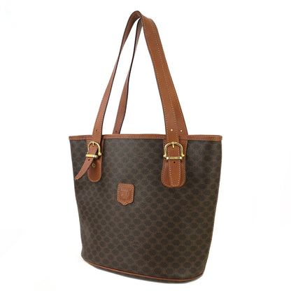 CELINE Macadam Blason embossed Bucket bag Totebag Brown Vintage Old h3ucjs