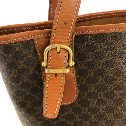 CELINE Macadam Blason embossed Bucket bag Totebag Brown Vintage Old h3ucjs