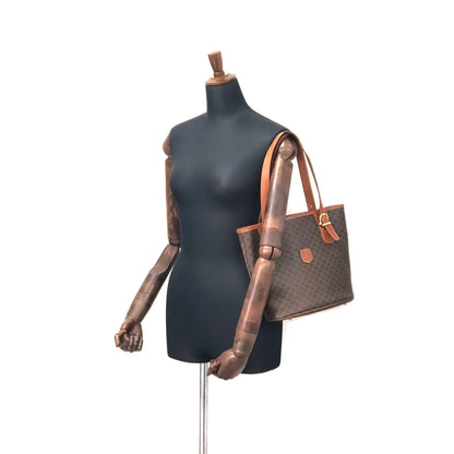 CELINE Macadam Blason embossed Bucket bag Totebag Brown Vintage Old h3ucjs