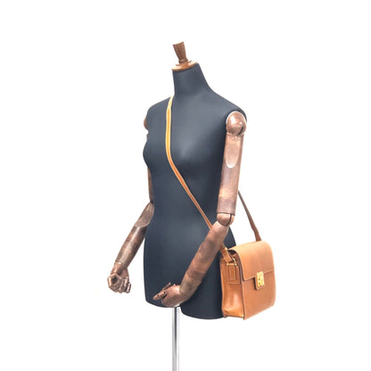 CELINE Gancini Square Shoulder bag Camel Old Celine Vintage 6tmkvk