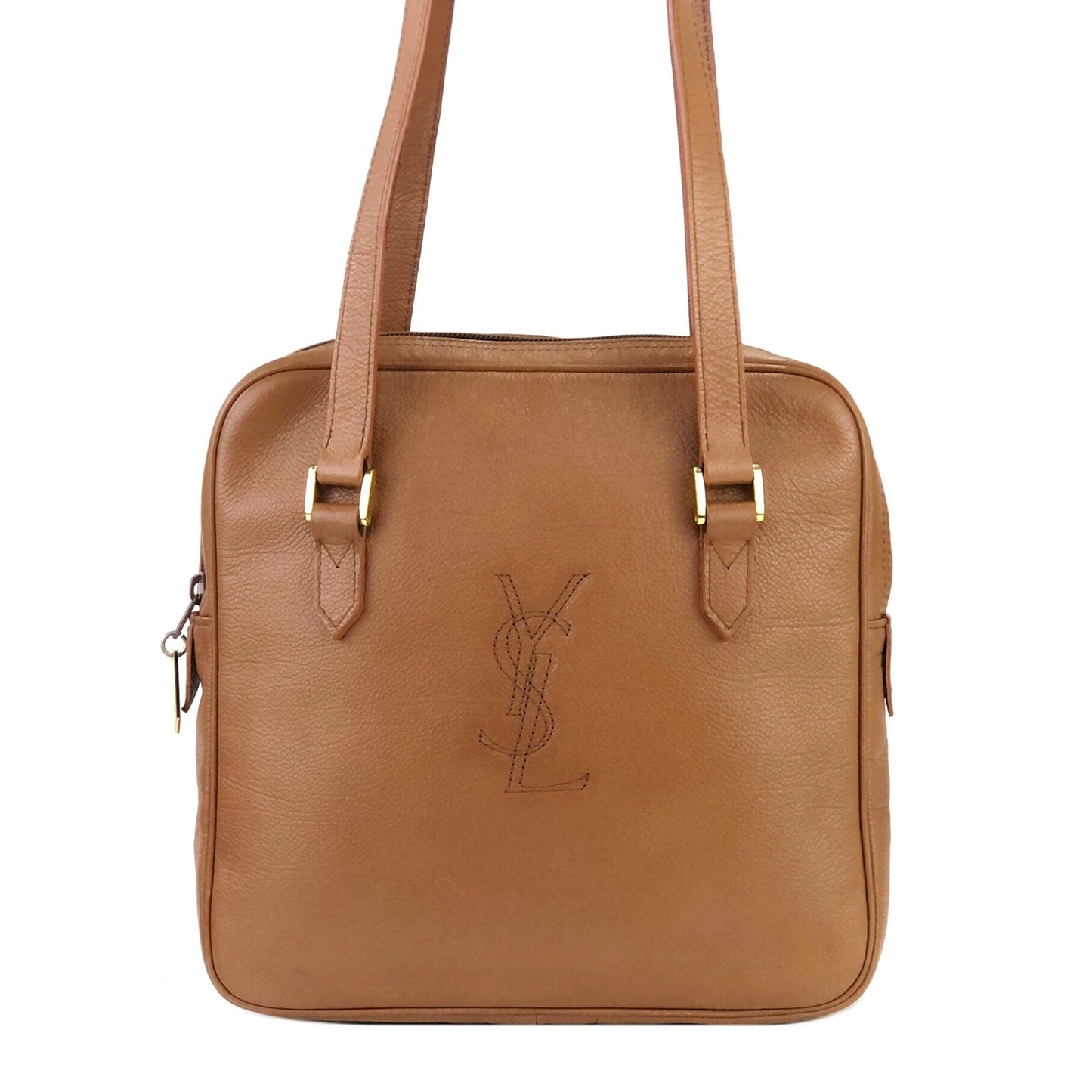 Yves Saint Laurent Logo Shoulder bag Totebag Brown Vintage Old ucwfs4