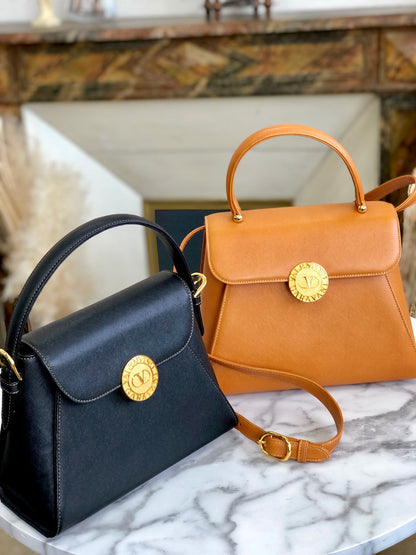 VALENTINO GARAVANI Logo Handbag Shoulder bag Brown Vintage Old 6juf2a