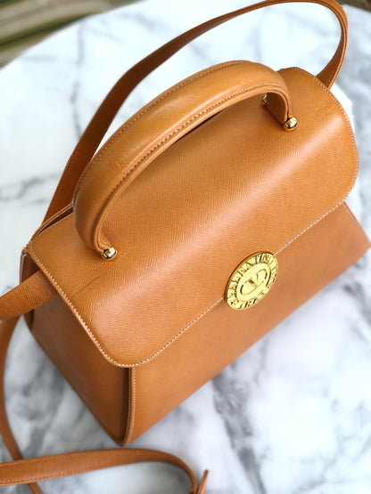 VALENTINO GARAVANI Logo Handbag Shoulder bag Brown Vintage Old 6juf2a