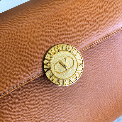 VALENTINO GARAVANI Logo Handbag Shoulder bag Brown Vintage Old 6juf2a