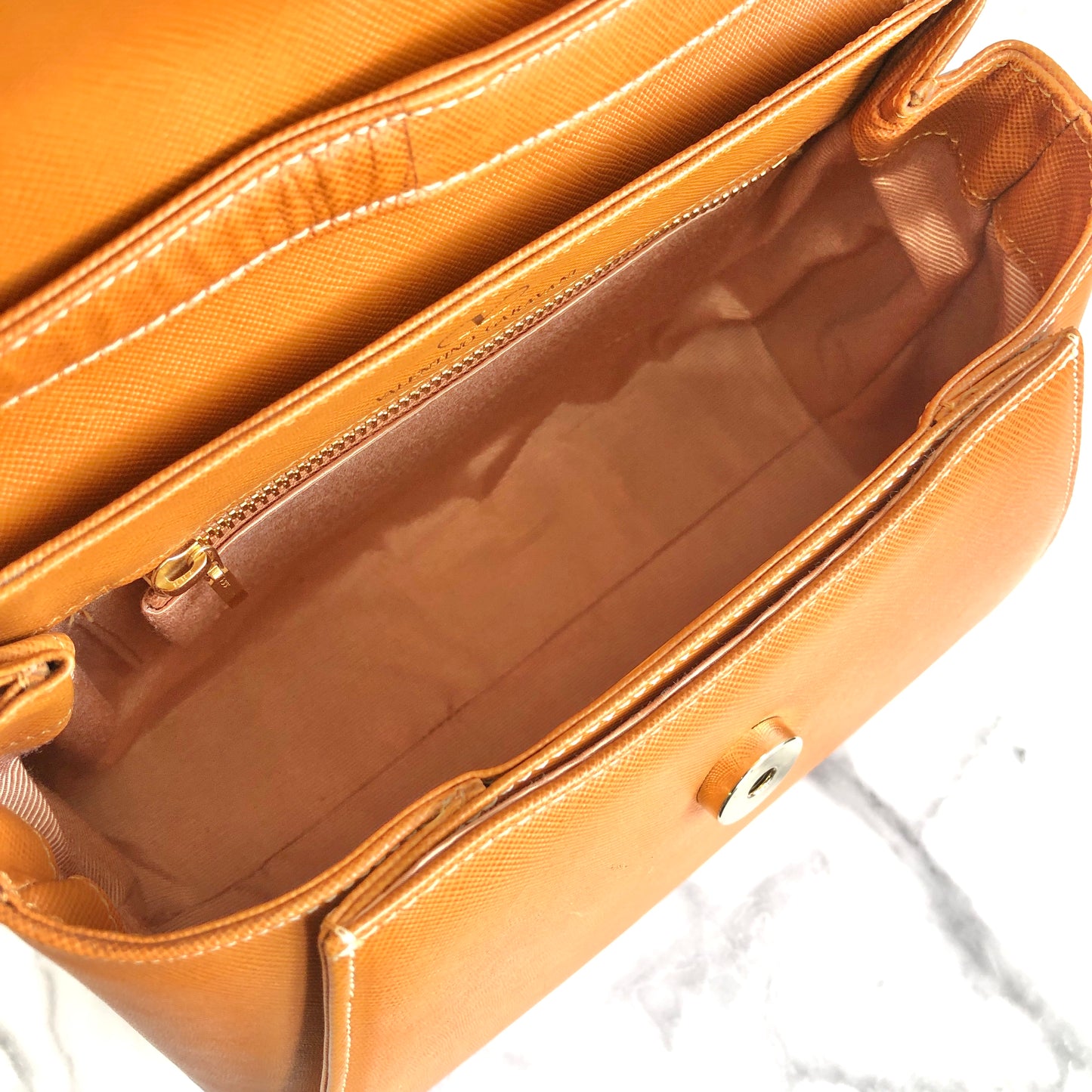 VALENTINO GARAVANI Logo Handbag Shoulder bag Brown Vintage Old 6juf2a