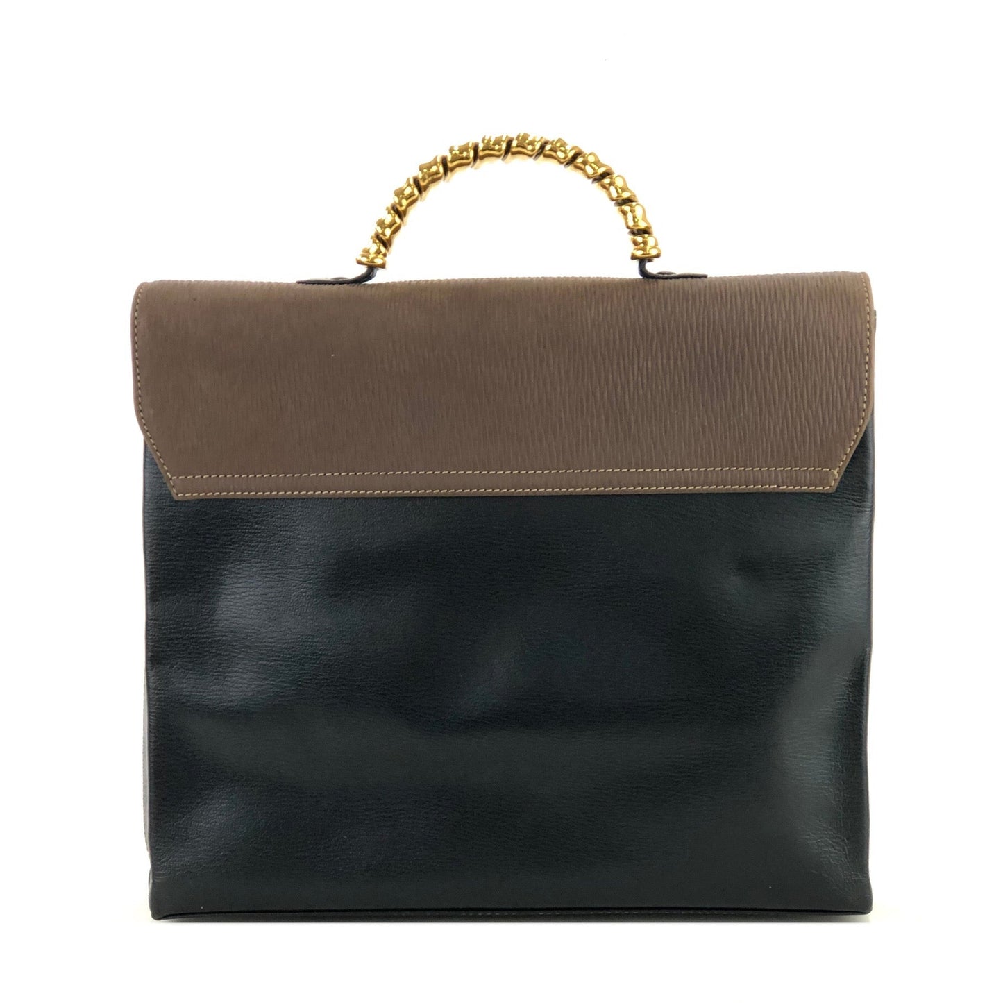 LOEWE Velazquez Logo Suede Leather Metal Handle 2way Shoulder bag Handbag Brown Black Vintage old 4h22hz