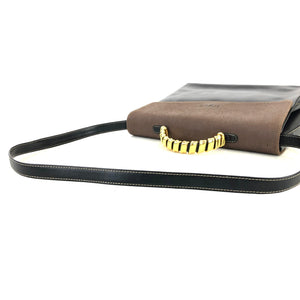 LOEWE Velazquez Logo Suede Leather Metal Handle 2way Shoulder bag Handbag Brown Black Vintage old 4h22hz