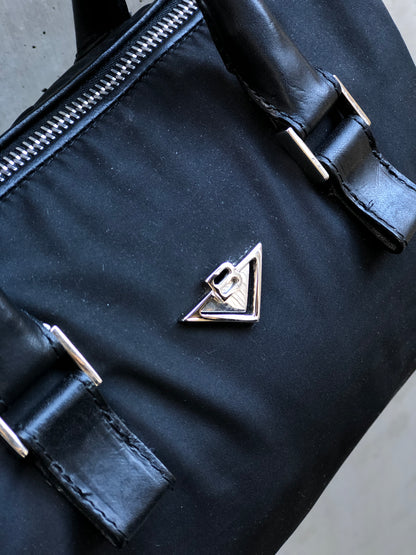 Bottega Veneta Logo Nylon Handbag Mini Boston bag Black Vintage Old dkdbsa