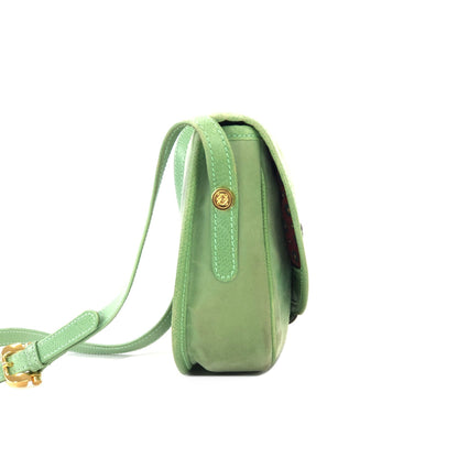 LOEWE Anagram embossed Suede Round Shoulder bag Green Vintage Old dkjysw