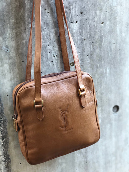 Yves Saint Laurent Logo Shoulder bag Totebag Brown Vintage Old ucwfs4