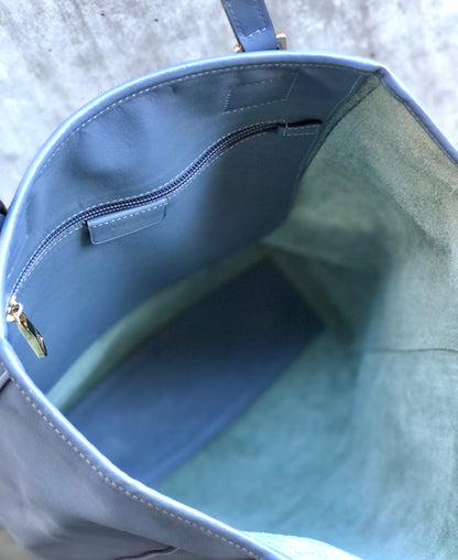 LOEWE Anagram logo Leather Totebag Blue Vintage Old 4vcds7